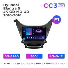 Radio samochodowe Teyes CC3 2k 6+128 Gb 360° Hyundai Elantra 5 JK GD MD UD 2010-2016 (F1) 9"