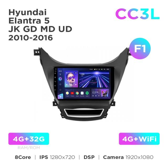 Radio samochodowe do Hyundai Elantra 5 JK GD MD UD 2010-2016 (F1) Teyes CC3L 4+32 Gb 9"