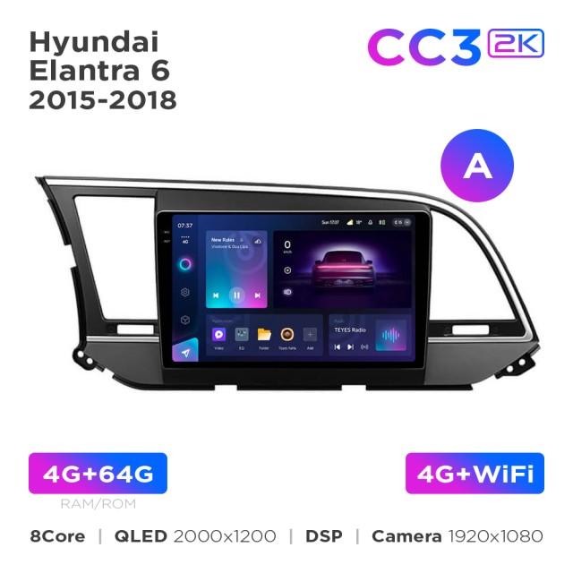 Radio samochodowe Teyes CC3 2k 4+64 Gb Hyundai Elantra 6 2016-2018 (A) 9"
