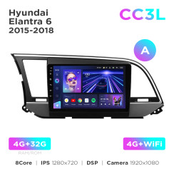 Radio samochodowe do Hyundai Elantra 6 2016-2018 (A) Teyes CC3L 4+32 Gb 9"