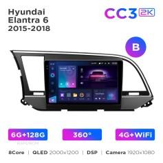 Radio samochodowe Teyes CC3 2k 6+128 Gb 360° Hyundai Elantra 6 2016-2018 (B) 9"
