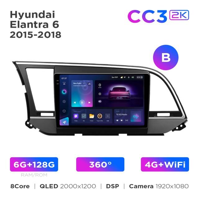 Radio samochodowe Teyes CC3 2k 6+128 Gb 360° Hyundai Elantra 6 2016-2018 (B) 9"