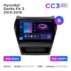 Radio samochodowe Teyes CC3 2k 4+64 Gb Hyundai Santa Fe 3 2013-2016 (B) 9"