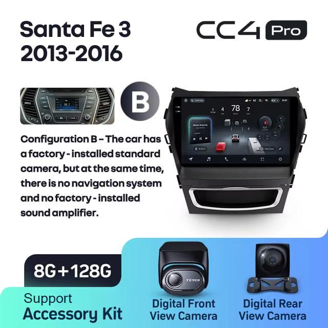 Radio samochodowe Teyes CC4 Pro 2k 8+128 Gb Hyundai Santa Fe 3 2013-2016 (B) 9"