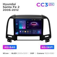Radio samochodowe Teyes CC3 2k 4+64 Gb Hyundai Santa Fe 2 2006-2012 9