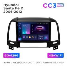 Radio samochodowe Teyes CC3 2k 6+128 Gb Hyundai Santa Fe 2 2006-2012 9"