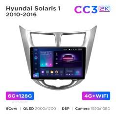 Radio samochodowe Teyes CC3 2k 6+128 Gb Hyundai Solaris 1 2010-2016 9"