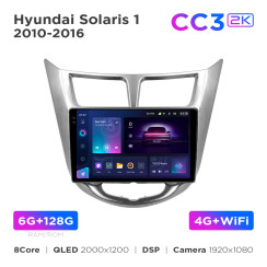 Radio samochodowe Teyes CC3 2k 6+128 Gb Hyundai Solaris 1 2010-2016 9"