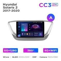 Radio samochodowe Teyes CC3 2k 6+128 Gb 360° Hyundai Solaris 2 2017-2020 (A) 9"