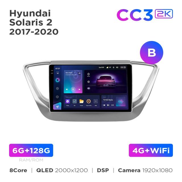 Radio samochodowe Teyes CC3 2k 6+128 Gb Hyundai Solaris 2 2017-2020 (B) 9"
