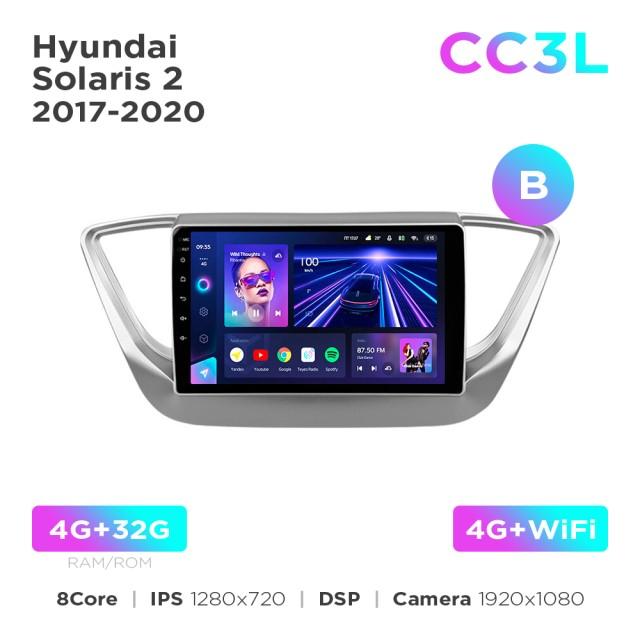 Radio samochodowe do Hyundai Solaris 2 2017-2020 (B) Teyes CC3L 4+32 Gb 9"