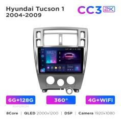 Radio samochodowe Teyes CC3 2k 6+128 Gb 360° Hyundai Tucson 1 2004-2009 10"