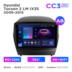 Radio samochodowe Teyes CC3 2k 6+128 Gb 360° Hyundai Tucson 2 LM IX35 2009-2015 (AB) 9"