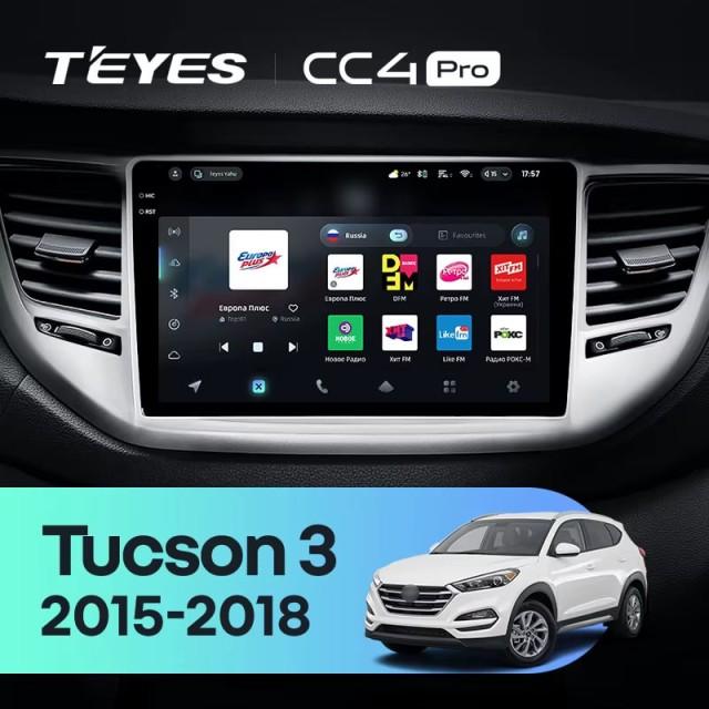 Radio samochodowe Teyes CC4 Pro 2k 8+128 Gb Hyundai Tucson 3 2015-2018 (A) 9"