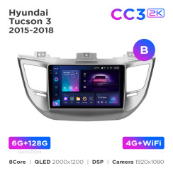 Radio samochodowe Teyes CC3 2k 6+128 Gb Hyundai Tucson 3 2015-2018 (B) 9"