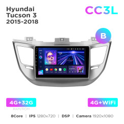 Radio samochodowe do Hyundai Tucson 3 2015-2018 (B) Teyes CC3L 4+32 Gb 9"