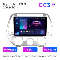 Radio samochodowe Teyes CC3 2k 6+128 Gb 360° Hyundai i20 2 2012-2014 9"
