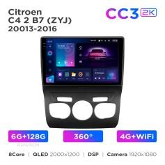 Radio samochodowe Teyes CC3 2k 6+128 Gb 360° Citroen C4 2 B7 (ZYJ) 2013-2016 10"
