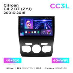 Radio samochodowe do Citroen C4 2 B7 (ZYJ) 2013-2016 Teyes CC3L 4+32 Gb 10"