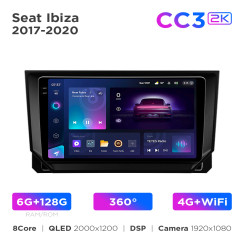 Radio samochodowe Teyes CC3 2k 6+128 Gb 360° Seat Ibiza 2017-2020 9"