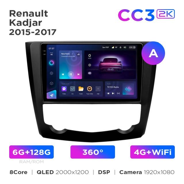 Radio samochodowe Teyes CC3 2k 6+128 Gb 360° Renault Kadjar 2015-2017 9"