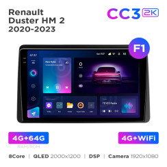 Radio samochodowe Teyes CC3 2k 4+64 Gb Renault Duster HM 2 2020-2023 (F1) 10"