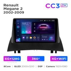Radio samochodowe Teyes CC3 2k 6+128 Gb 360° Renault Megane 2 2002-2009 9"