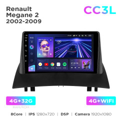 Radio samochodowe do Renault Megane 2 2002-2009 Teyes CC3L 4+32 Gb 9"