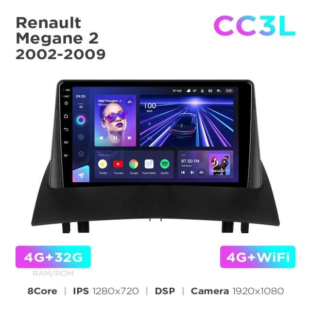 Radio samochodowe do Renault Megane 2 2002-2009 Teyes CC3L 4+32 Gb 9"