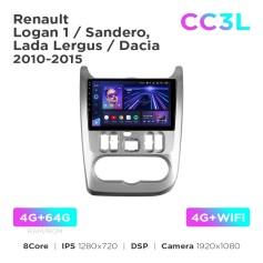Radio samochodowe Teyes CC3L 4+64 Gb Renault Logan 1, Sandero / Dacia Duster 2009-2017 9"