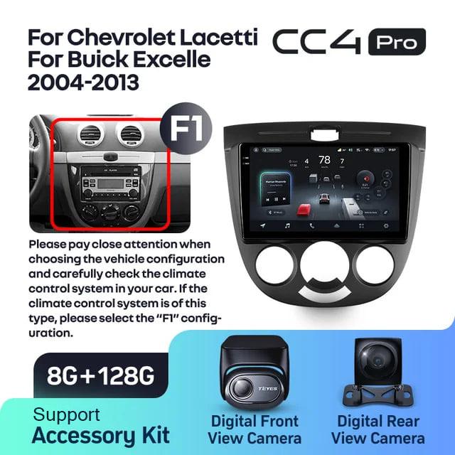 Radio samochodowe Teyes CC4 Pro 2k 8+128 Gb Chevrolet Lacetti J200 / Buick Excelle Hrv 2004-2013 (F1) 9"