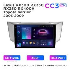 Radio samochodowe Teyes CC3 2k 6+128 Gb 360° Lexus RX300 RX330 RX350 RX400H / Toyota Harrier 2003-2009 9"