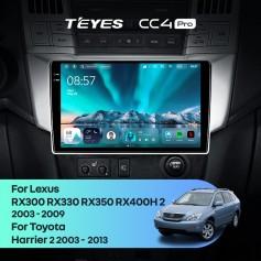 Radio samochodowe Teyes CC4 Pro 2k 12+256 Gb Lexus RX300 RX330 RX350 RX400H / Toyota Harrier 2003-2009 9"