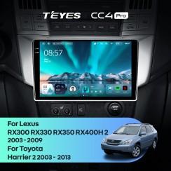 Radio samochodowe Teyes CC4 Pro 2k 8+128 Gb Lexus RX300 RX330 RX350 RX400H / Toyota Harrier 2003-2009 9"