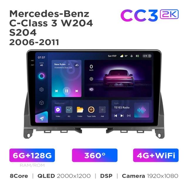 Radio samochodowe Teyes CC3 2k 6+128 Gb 360° Mercedes-Benz C-Class 3 W204 S204 2006-2011 9"
