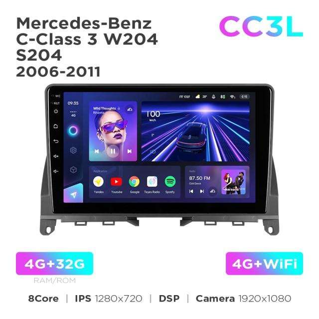 Radio samochodowe do Mercedes-Benz C-Class 3 W204 S204 2006-2011 Teyes CC3L 4+32 Gb 9"