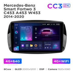 Radio samochodowe Teyes CC3 2k 4+64 Gb Mercedes-Benz Smart Fortwo 3 C453 A453 W453 2014-2020 9