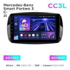Radio samochodowe do Mercedes-Benz Smart Fortwo 3 C453 A453 W453 2014-2020 Teyes CC3L 4+32 Gb 9"