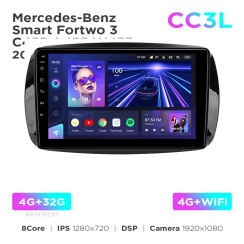 Radio samochodowe do Mercedes-Benz Smart Fortwo 3 C453 A453 W453 2014-2020 Teyes CC3L 4+32 Gb 9"