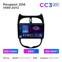 Radio samochodowe Teyes CC3 2k 6+128 Gb 360° Peugeot 206 1998-2012 9"