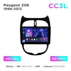 Radio samochodowe do Peugeot 206 1998-2012 Teyes CC3L 4+32 Gb 9"