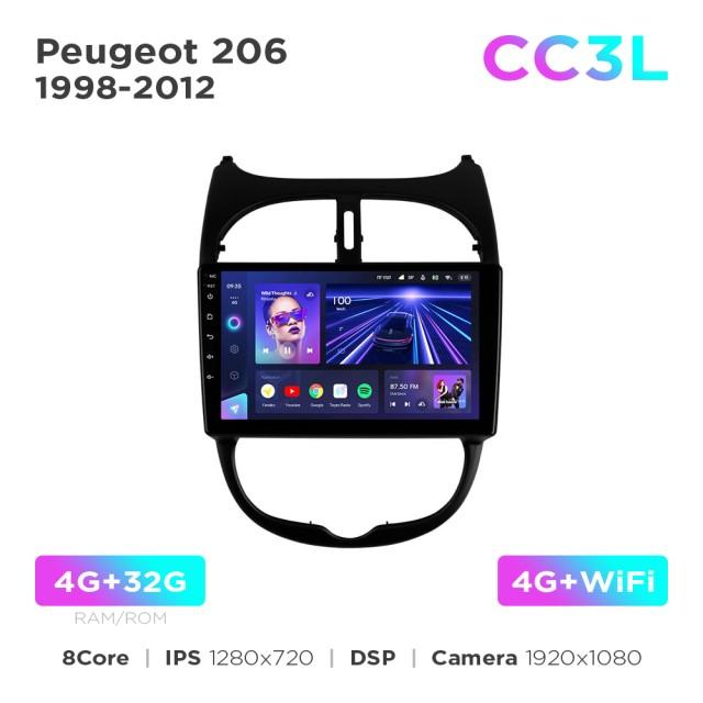 Radio samochodowe do Peugeot 206 1998-2012 Teyes CC3L 4+32 Gb 9"