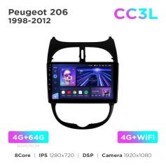 Radio samochodowe Teyes CC3L 4+64 Gb Peugeot 206 1998-2012 9"