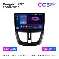 Radio samochodowe Teyes CC3 2k 6+128 Gb Peugeot 207 2006-2015 9"