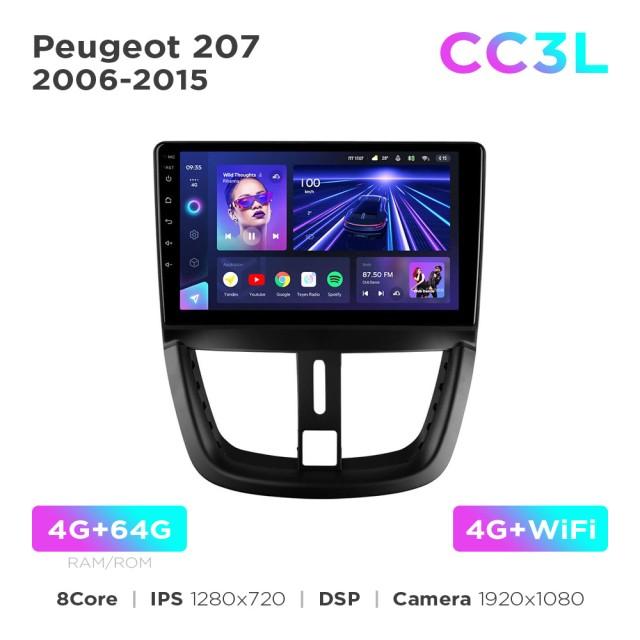 Radio samochodowe Teyes CC3L 4+64 Gb Peugeot 207 2006-2015 9"