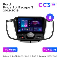 Radio samochodowe Teyes CC3 2k 4+64 Gb Ford Kuga 2 / Escape 3 2012-2019 (B) 9"