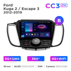 Radio samochodowe Teyes CC3 2k 6+128 Gb 360° Ford Kuga 2 / Escape 3 2012-2019 (B) 9"