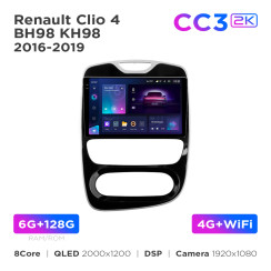 Radio samochodowe Teyes CC3 2k 6+128 Gb Renault Clio 4 BH98 KH98 2016-2019 10"