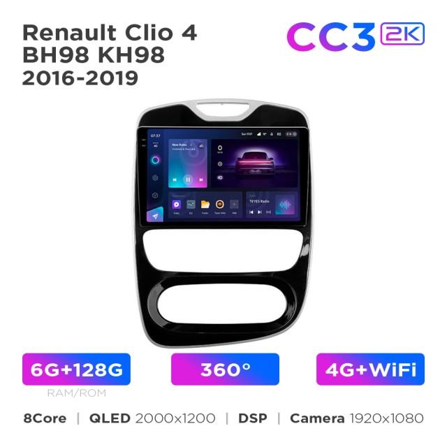 Radio samochodowe Teyes CC3 2k 6+128 Gb 360° Renault Clio 4 BH98 KH98 2016-2019 10"