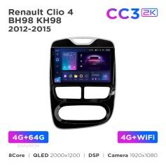Radio samochodowe Teyes CC3 2k 4+64 Gb Renault Clio 4 BH98 KH98 2012-2015 10"